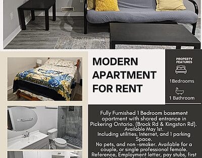 1 BEDROOM FULLY FURNISHED APARTMENT