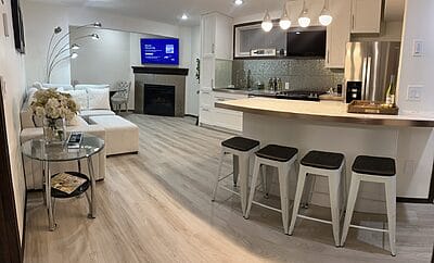 Brand New Short Term Rental! Modern 1 Bdrm. Bsmt. Suite – with Chef’s Kitchen, Private Office & Sofabed!