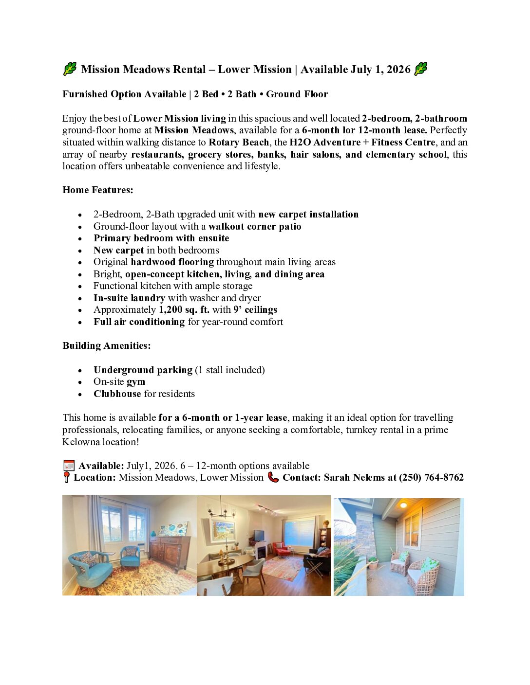 2-Bedroom, 2-Bath furnished condo near KGH and beaches in Kelowna!