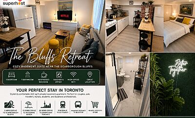 The Bluffs Retreat I Modern Stay Near Hospitals, GO Transit, Marina & Beaches